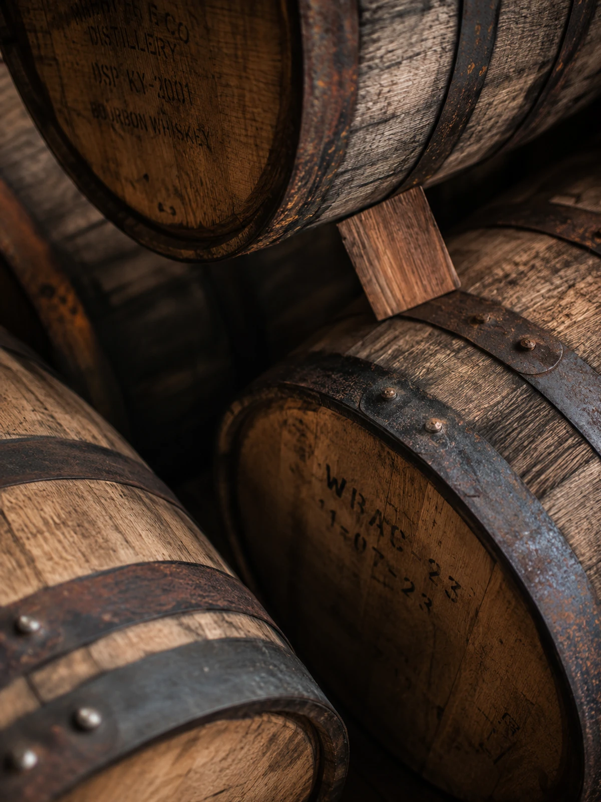 Whiskey barrel aging process for coffee beans