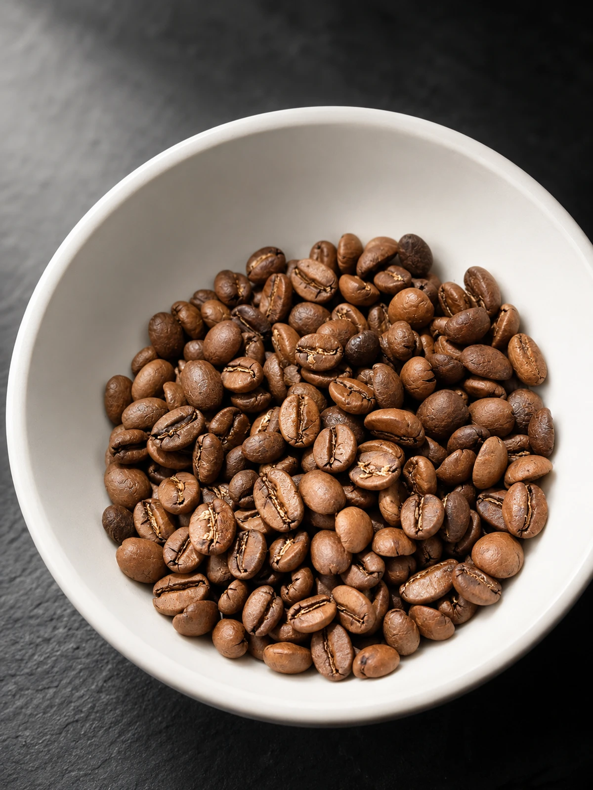 Whiskey barrel aged coffee beans after roasting